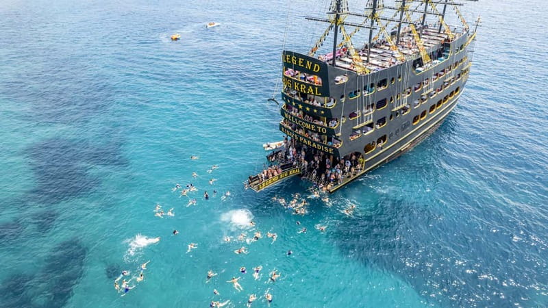 Alanya: All Inclusive Luxury Boat Trip w/ Optional Free Time - From Konaklı pickup to the Türkler pirate ship: how the day starts
