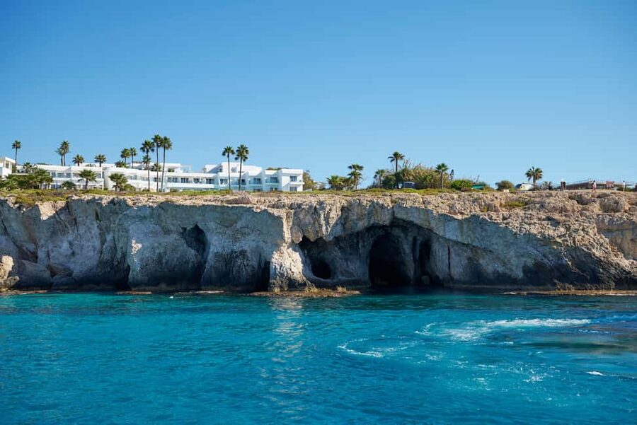 Ayia Napa: Luxury Catamaran Cruise with Lunch & Drinks - Entering Cape Cavo Greco and Blue Lagoon by Sea