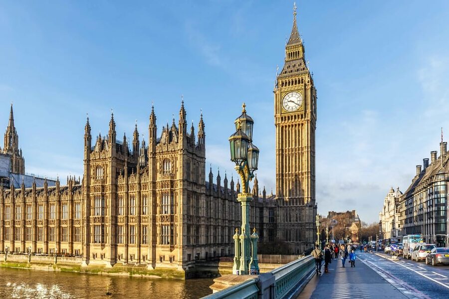Best of London by LE GRAND - London's Luxury Bus Tour - 10 Downing Street, Whitehall, and Westminster Cathedral—seen from the moving viewpoint