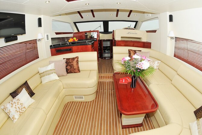 Dubai 3 Hour Private Luxury Yacht Charter with Jet Ski Option - Atlantis and Aquaventure: the Palm Jumeirah tip from the water