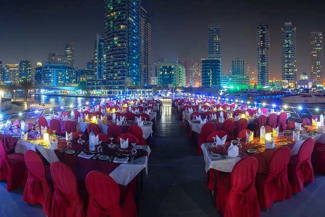 Dubai Marina: Luxury Dhow Dinner Cruise with Hotel Transfer - The Cruise Route: From Cayan Tower to Bluewaters Selfies