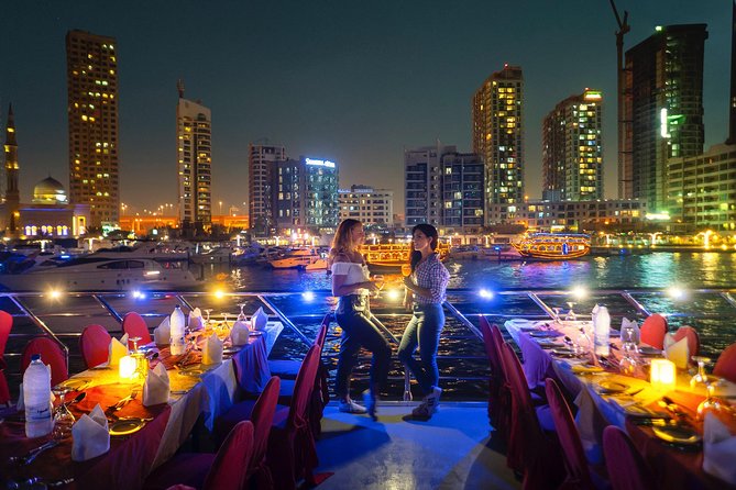 Dubai Marina: Luxury Dhow Dinner Cruise with Hotel Transfer - Drinks and the Party Volume: Soft Drinks, Water, and Optional Beer and Wine