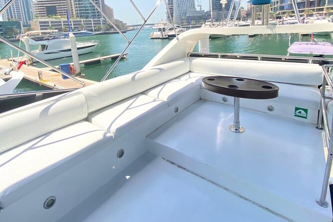 Dubai Marina Yacht Charters: Luxury on the Waves - Atlantis, Palm Jumeirah, Bluewaters, and Burj Al Arab from the water