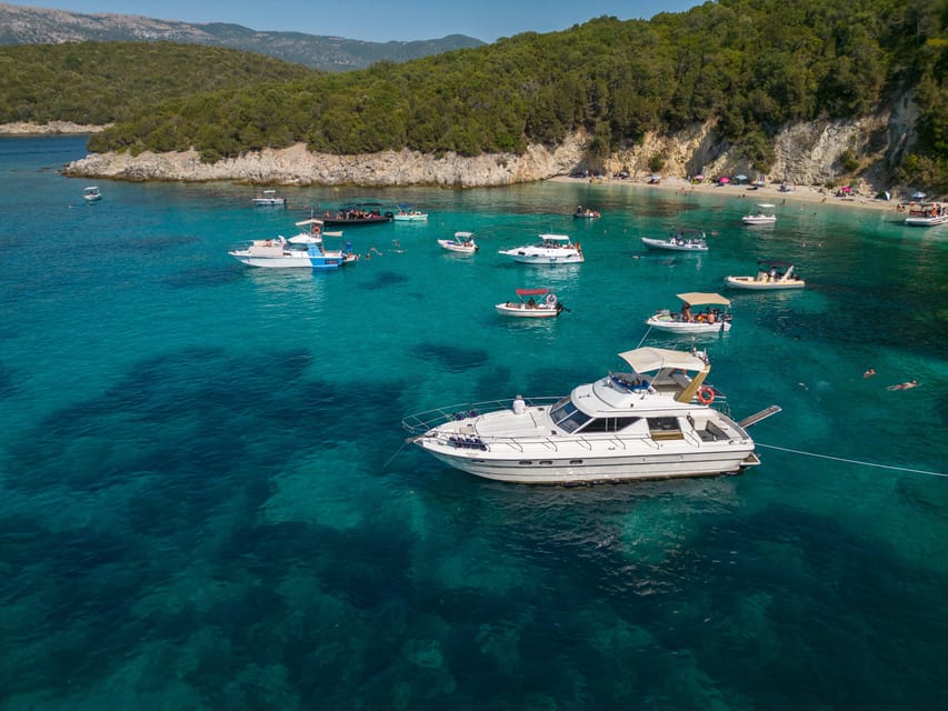 From Corfu: Luxury Yacht Cruise to Sivota and Blue Lagoon - Finding Lefkimmi Port and the golden heart yacht