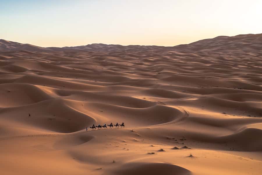 From Fes: 2-Day Merzouga Desert Trip w/Luxury Tent & Dinner - Camel ride at sunset and sandboarding on Erg Chebbi