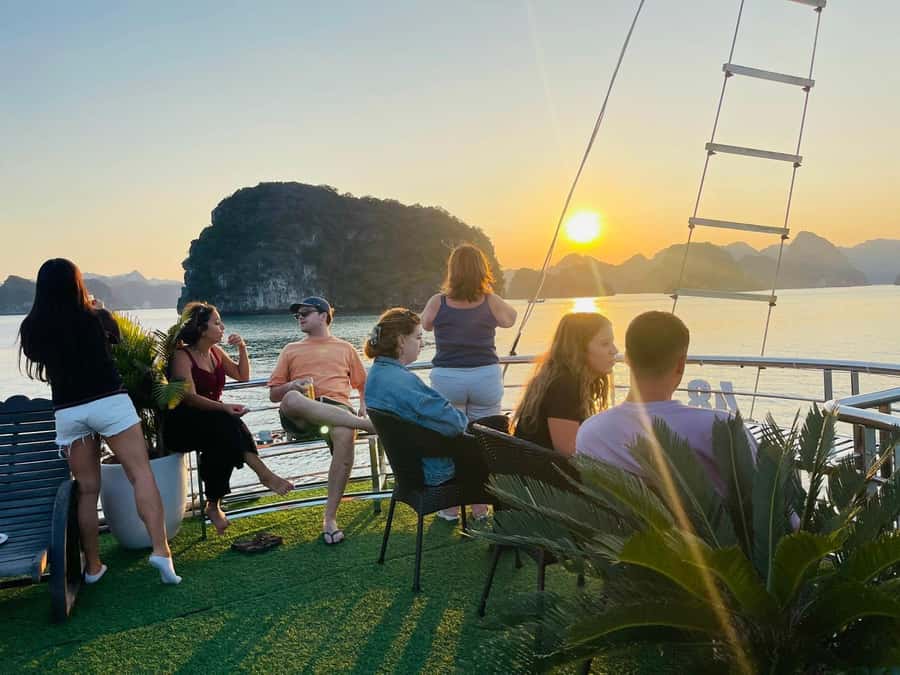 From Hanoi: Ha Long Bay Luxury Day Cruise with Food & Kayak - Sunset Party on the Sundeck: the Soft Finish That Actually Feels Nice