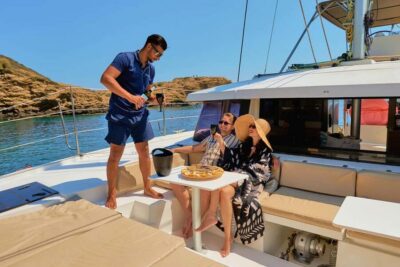 From Panormo: Luxe All-Inclusive Catamaran Cruise with Lunch - The boat and crew: what “premium” looks like in real life