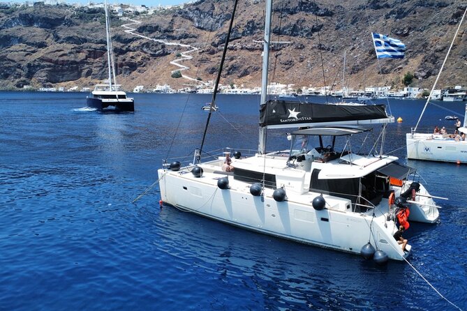 Half Day Premium Catamaran Cruise in Santorini including Oia - Thirassia’s 45 minutes: snorkeling time plus the meal ramp-up