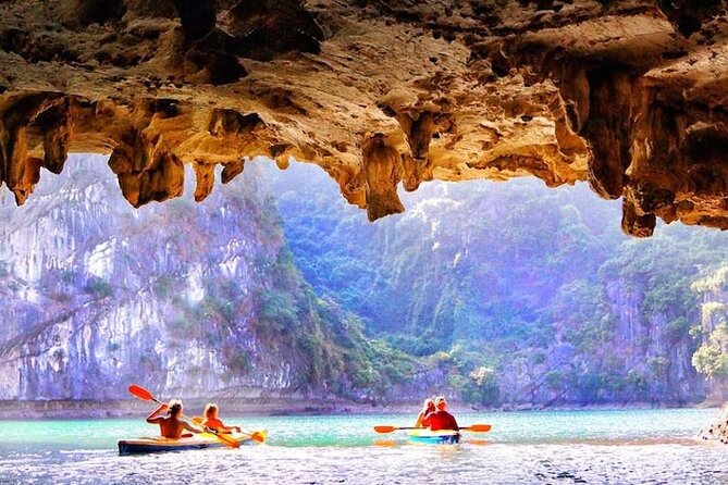 Halong Bay Day Tour By Diamond Era Cruise,Titop,Sung Sot & kayak - The sunset party on the upper deck: fun, but manage the meaning of sunset