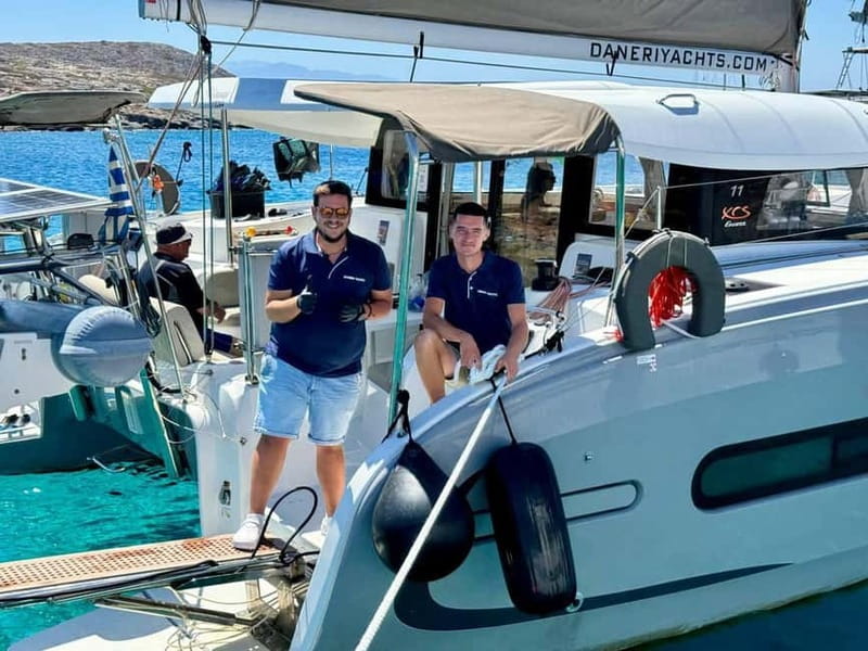 Heraklion: Luxury Catamaran Cruise to Dia Island with Lunch - Dia Island time: swimming, snorkeling, SUP, fishing, and the inflatable flamingo