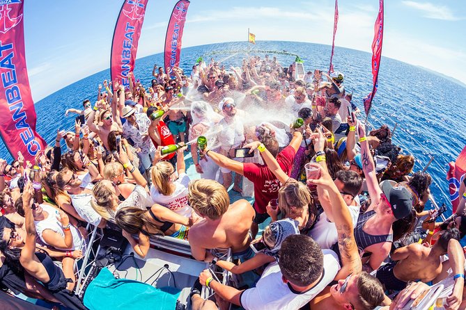 Ibiza Ocean Club Boat Party with 3 Hours Premium Drinks and DJ - Swim Stop in the Mediterranean: The Part You’ll Remember