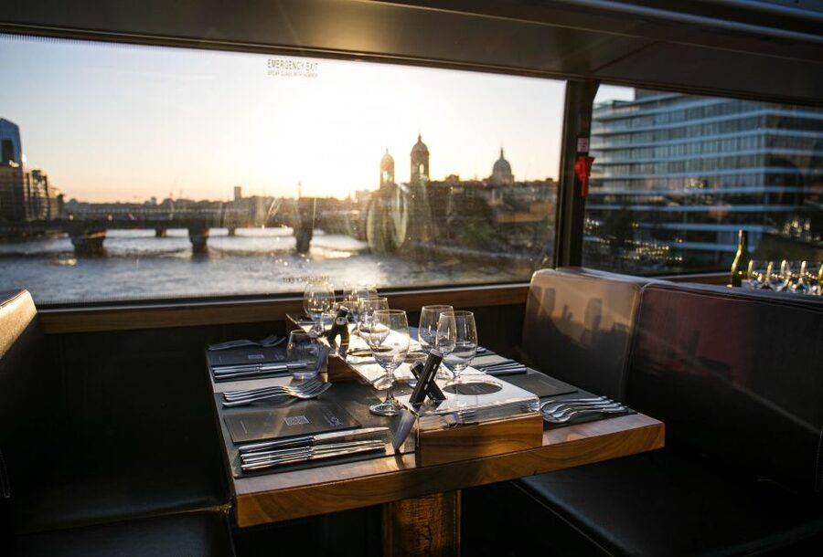London: 4 Course Lunch Tour by Luxury Coach Bustronome - Getting on at Victoria Embankment (bus stop 40B) with everything already moving