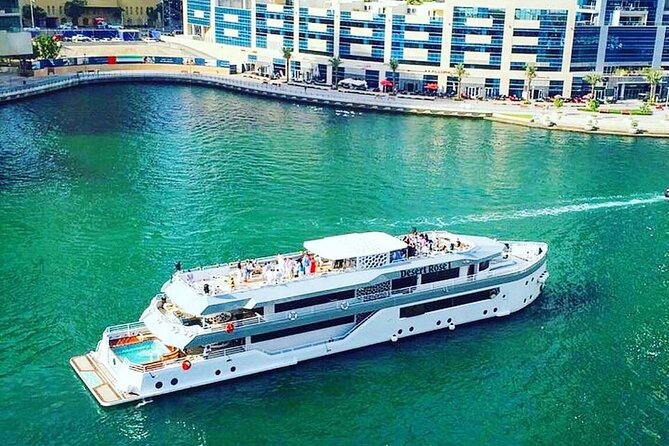 Luxury 7 Star Mega Yacht Dinner Cruise With international Buffet - Dubai Marina at night: the real reason this works