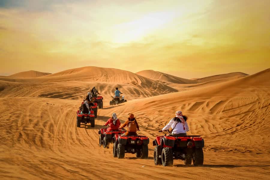 Luxury Dubai Desert Safari, BBQ, Camel Ride, Quad Bike, Show - Alcohol, soft drinks, and what to budget