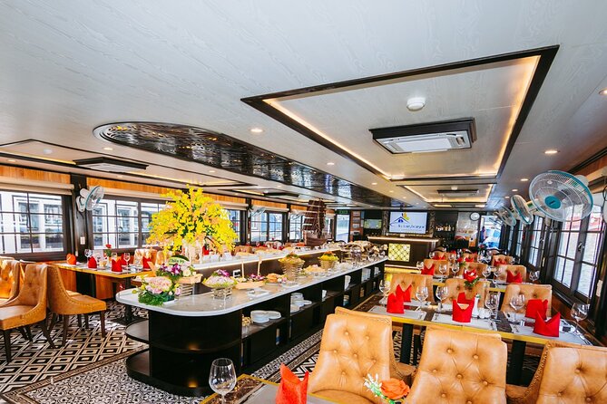 LUXURY Halong Bay Cruise 5 Stars Full Day Tour with Buffet Lunch - Sunset party timing and the return ride back to Hanoi
