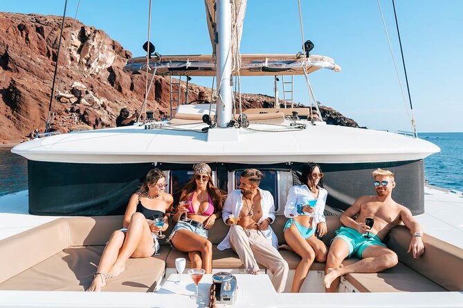 Luxury Santorini Catamaran Cruise: Lunch, BBQ, Drinks, Transfers - A 5-hour catamaran day that’s built around swimming