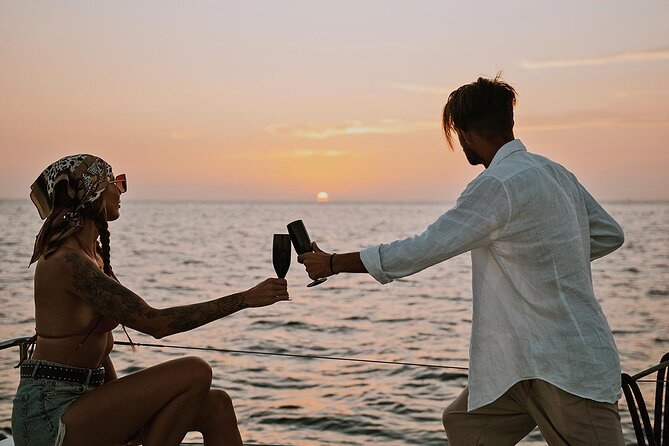 Luxury Santorini Sunset Cruise: Dinner, BBQ, Open Bar, Transfers - Volcano of Santorini hot springs: the sulfur-rich caldera moment