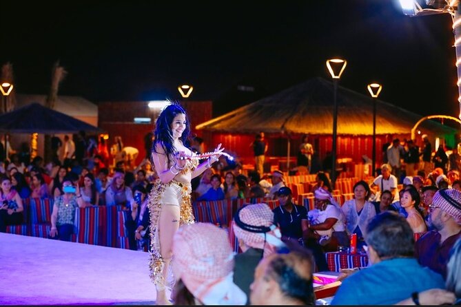 Premium Desert Safari with Live BBQ Dinner and Camel Ride Tour - What’s Included in the Evening Camp: BBQ, Fire Show, Belly Dance