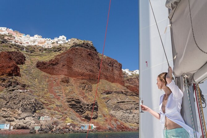 Premium Small-Group Catamaran Cruise with BBQ, Open Bar, Transfer - Where the water time actually happens: Mesa Pigadia, hot springs, and the quiet cove