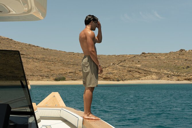 Private 5-Hour Cruise on Ultra Luxury Brand-New Yacht in Mykonos (Nevma) - Psarou Beach: The Cosmopolitan Start