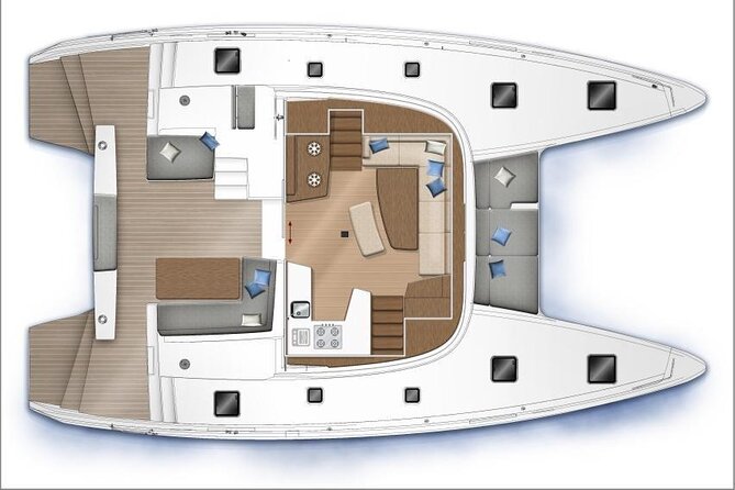 Private Luxury Charter Aboard New Multi-Deck Lagoon Catamaran - The Lagoon 420 experience: shade, swim access, and restroom comfort