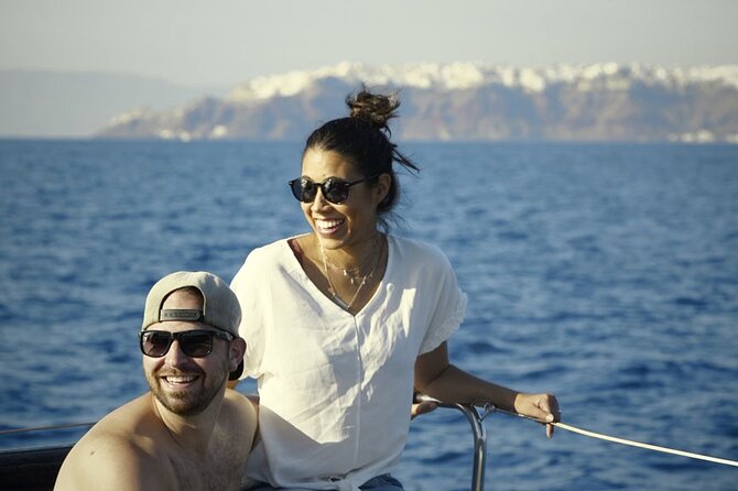 Private Luxury Santorini Catamaran Cruise with Port Pickup - Food and drinks: what’s included and what to watch