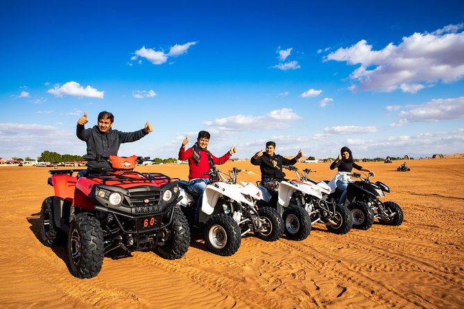 Quad Bike & Premium Desert Safari, with BBQ Dinner with 6 shows - Entering the Bedouin Camp: Camel Ride, Henna, Coffee, and Setup