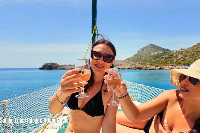 Rhodes Private Luxury Day Cruise MediterAsian Cocktails Champagne - Champagne moments and the role of Isabella and Captain Eduard