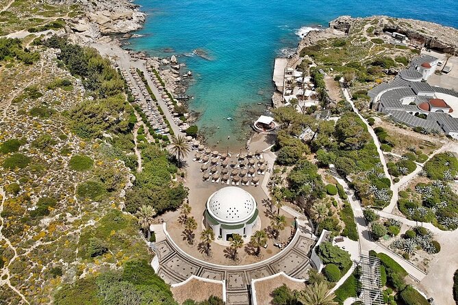 Rhodes Private Luxury Day Cruise MediterAsian Cocktails Champagne - Anthony Quinn Bay: turquoise water and big-photo cliffs