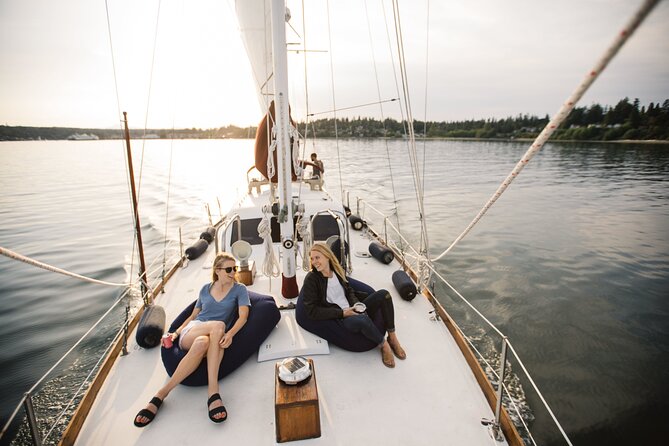 Sail Bainbridge Island & Seattle Waters - Luxury Classic Sailboat - Seattle skyline views on Puget Sound: city lights and big-water contrast