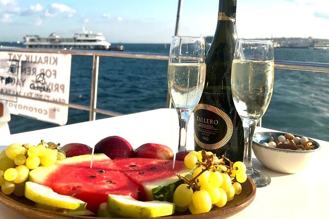 Sunset or Daytime Istanbul Guided Luxury Yacht Cruise with Snacks - Maiden’s Tower and Galata Tower views: legends plus skyline history