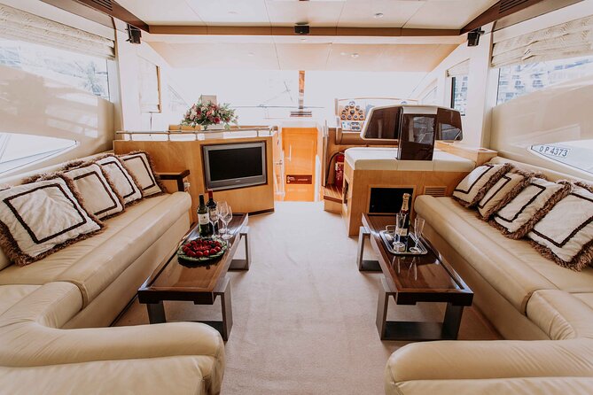 Yacht Trip Dubai : Book 56 ft Premium Yacht up to 21 people - The best meeting point: Marina Walk near Spinneys boat berth